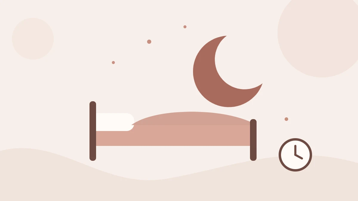 Ilustración de una cama bajo la luna con un reloj: insomnio y terapia cognitivo-conductual (TCC-I)